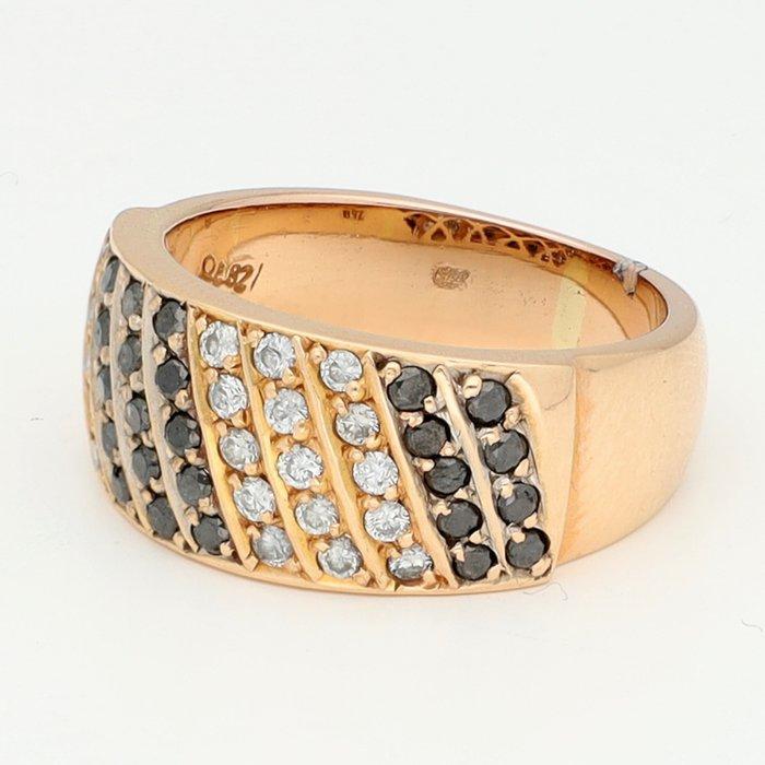 Ring - 18 karaat Roségoud Diamant (Natuurlijk) - Onyx, Sieraden, Tassen en Uiterlijk, Ringen
