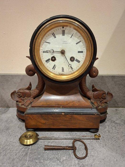 Pendule - Hout, Messing - 1850-1900, Antiek en Kunst, Antiek | Klokken