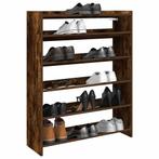 vidaXL Schoenenrek 80x25x100 cm bewerkt hout gerookt, Huis en Inrichting, Verzenden, Nieuw