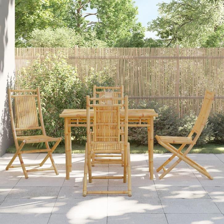 vidaXL Tuinstoelen 4 st inklapbaar 46x66x99 bamboe, Tuin en Terras, Tuinstoelen, Nieuw, Hout, Verzenden