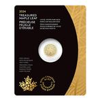 Puur gouden 5 dollar munt  Treasured Gold Maple Leaf 2024, Postzegels en Munten, Verzenden