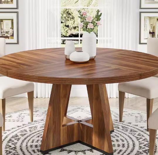 Ronde Boerderij Eettafel Ø120 cm – MDF Tafel voor 4 Personen, Huis en Inrichting, Keuken | Keukenelementen, Nieuw, Verzenden