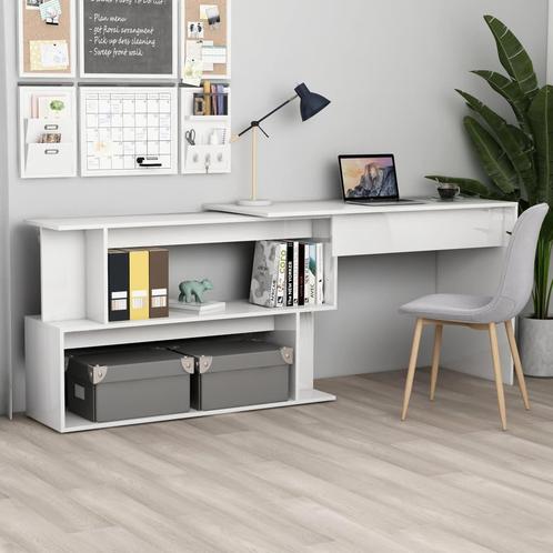 vidaXL Hoekbureau 200x50x76 cm bewerkt hout hoogglans wit, Huis en Inrichting, Bureaus, Nieuw, Verzenden