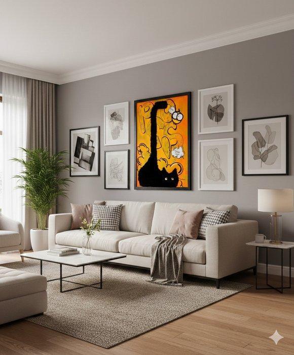 Patrycja Mroczkowska - The Black Shaggy Cat and the Fat, Antiek en Kunst, Kunst | Designobjecten