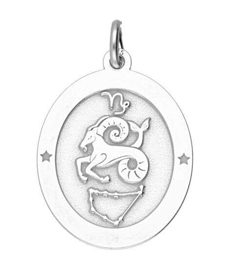 Zilveren Sterrenbeeld Steenbok ovaal kettinghanger, Sieraden, Tassen en Uiterlijk, Kettinghangers, Verzenden