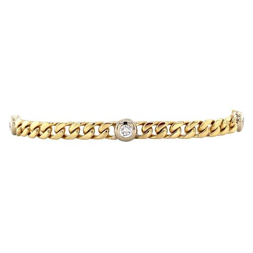 Gouden gourmet armband met diamanten 17.5 cm 18 karaat, Sieraden, Tassen en Uiterlijk, Armbanden, Goud, Zo goed als nieuw, Goud
