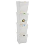 vidaXL Vuilnisbakken 4 st stapelbaar 100 L polypropeen wit, Huis en Inrichting, Woonaccessoires | Prullenbakken, Verzenden, Nieuw