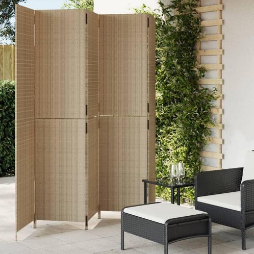 vidaXL Kamerscherm 5 panelen poly rattan beige, Huis en Inrichting, Woonaccessoires | Kamerschermen, Nieuw, Verzenden