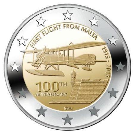 Malta 2 Euro First Flight 2015 UNC, Postzegels en Munten, Munten | Europa | Euromunten, Verzenden