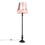Vloerlamp zwart met Granny kap roze - Classico, Huis en Inrichting, Lampen | Vloerlampen, Nieuw, Overige stijlen