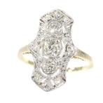 Ring - 14 karaat Geel goud, Platina -  0.65ct. tw. Diamant