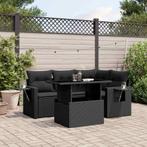 vidaXL 5-delige Loungeset met kussens poly rattan zwart, Tuin en Terras, Verzenden, Nieuw, Rotan, Loungeset