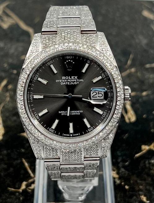 Rolex Datejust 41 - Grey - New  126300 - Iced Out - Diamonds, Sieraden, Tassen en Uiterlijk, Horloges | Heren, Staal, Nieuw, Staal