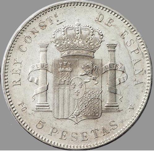 Spanje. Alfonso XIII. 5 Pesetas 1896 - Madrid PGV, Postzegels en Munten, Munten | Europa | Niet-Euromunten