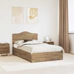 vidaXL Bedframe met hoofdeinde Artisan Eiken 135 x 190 cm, Verzenden, Nieuw, Bruin, Hout