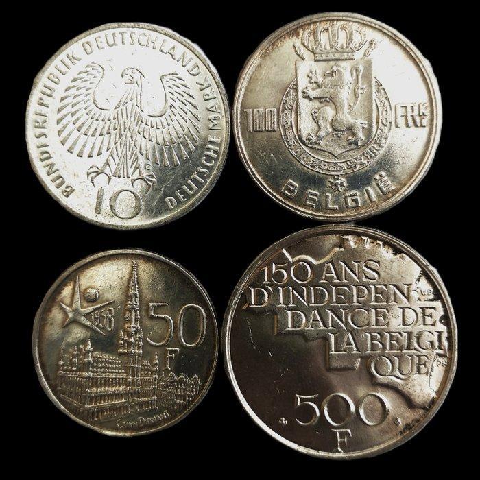 België, Duitsland. Silver 4 Coins (1x 50 Francs + 1x 100, Postzegels en Munten, Munten | Europa | Niet-Euromunten