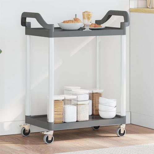 vidaXL Trolley 2-laags 81x41x92 cm aluminium grijs, Huis en Inrichting, Keuken | Keukenbenodigdheden, Nieuw, Verzenden
