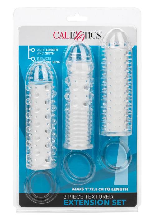 CalExotics 3 Piece Textured Extension Set | Transparant, Witgoed en Apparatuur, Persoonlijke-verzorgingsapparatuur, Nieuw, Verzenden