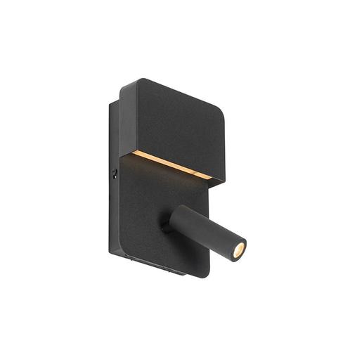 Wandlamp zwart incl. LED met USB en leeslamp met schakelaar, Huis en Inrichting, Lampen | Wandlampen, Nieuw, Overige materialen