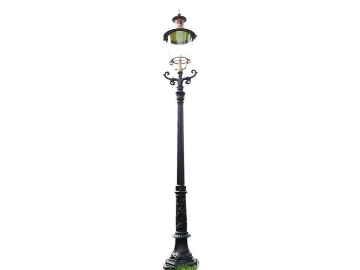 Tuinlamp, gietijzeren lantaarnpaal met kap, klassiek, Tuin en Terras, Buitenverlichting, Ophalen of Verzenden
