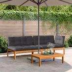 vidaXL 3-delige Loungeset pallet met kussens massief, Verzenden, Nieuw, Hardhout, Loungeset