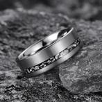 TUNGSTEN RING met METEORIET INLEG. Handgemaakt. Het beste