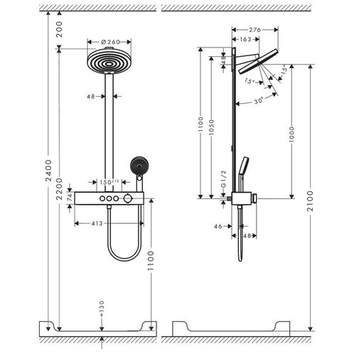 Regendouche set HansGrohe Pulsify S Showerpipe 2 Jets Met, Doe-het-zelf en Verbouw, Sanitair, Ophalen of Verzenden