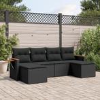 vidaXL 6-delige Loungeset met kussens poly rattan zwart, Verzenden, Nieuw, Rotan, Loungeset