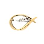 Gouden broche met diamant 0,26 ct. (vintage, geelgoud, 585), Sieraden, Tassen en Uiterlijk, Broches, Gebruikt, Overige kleuren