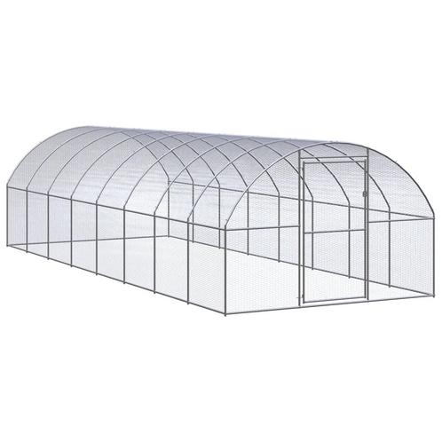 vidaXL Kippenren 3x8x2 m gegalvaniseerd staal, Dieren en Toebehoren, Knaagdieren en Konijnen | Hokken en Kooien, Nieuw, Verzenden