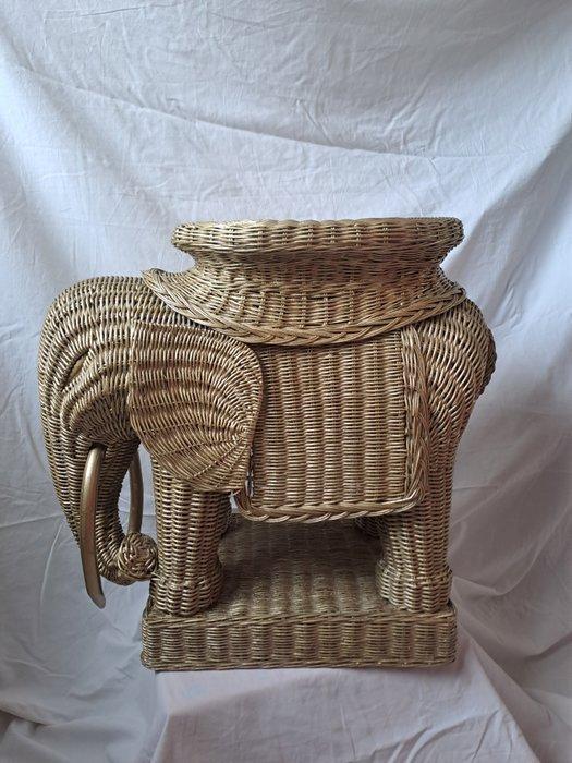 Bijzettafel - Rattan - Vintage rieten olifant, Antiek en Kunst, Kunst | Designobjecten