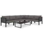 vidaXL 7-delige Loungeset met kussens poly rattan antraciet, Verzenden, Nieuw, Rotan, Loungeset