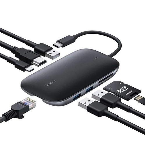 Aukey Unity Series 8-in-1 USB C Hub met Ethernet, Computers en Software, Laptop-opladers, Verzenden