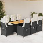 vidaXL 9-delige Tuinset poly rattan zwart, Tuin en Terras, Tuinsets en Loungesets, Nieuw, 8 zitplaatsen, Tuinset, Verzenden