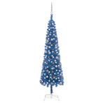 vidaXL Kerstboom met LEDs en kerstballen smal 240 cm blauw