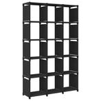 vidaXL Kast met 15 vakken 103x30x175,5 cm stof zwart, Huis en Inrichting, Kasten | Boekenkasten, Overige materialen, 100 tot 150 cm