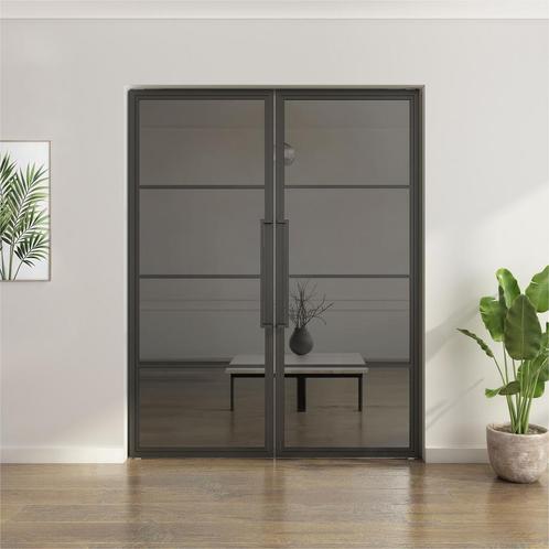 Dubbele stalen taatsdeur - 4 Vlaks - Rook glas, Doe-het-zelf en Verbouw, Deuren en Horren, Nieuw, Metaal, Overige typen, 200 tot 215 cm