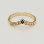 Ring - 18 karaat Geel goud - 0.09ct. tw. Saffier - Diamant, Nieuw