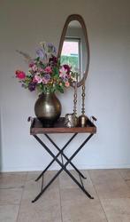 Bijzettafel - Hout Mahony - Gietijzeren onderstel -