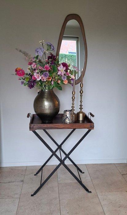 Bijzettafel - Hout Mahony - Gietijzeren onderstel -, Antiek en Kunst, Curiosa en Brocante