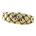 Vintage bangle met robijn, saffier en smaragd 12 krt, Sieraden, Tassen en Uiterlijk, Armbanden, Ophalen of Verzenden, Nieuw