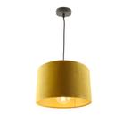 Hanglamp Urvin, geel met goud velours, 30 cm, Huis en Inrichting, Lampen | Hanglampen, Nieuw, Modern, Stof, Ophalen of Verzenden