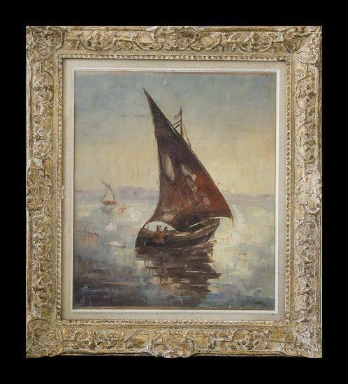 Alfred T. Bastien (1873-1955) - Le bateau à voile, Antiek en Kunst, Kunst | Schilderijen | Klassiek