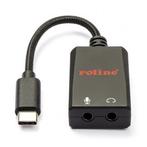 USB C naar 2x jack 3.5 mm adapterkabel | Roline | 0.15 meter, Verzenden, Nieuw