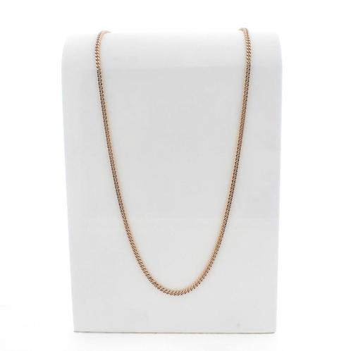 Roségouden gourmetschakel ketting | 62 cm, Sieraden, Tassen en Uiterlijk, Kettingen, Overige kleuren, Gebruikt, Goud, Ophalen of Verzenden