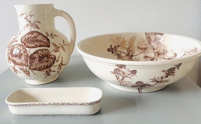 Lampetstel (3) - Petrus Regout - Porselein - Florale set, Antiek en Kunst, Antiek | Glas en Kristal