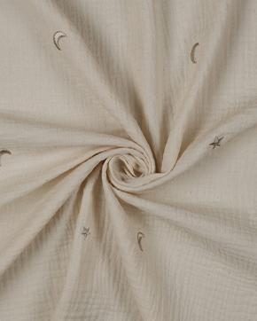 Double Gauze Katoen Sterren Naturel, Hobby en Vrije tijd, Stoffen en Lappen, Overige kleuren, Nieuw