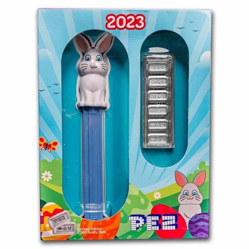 6 x 5 gram zilverbaar Pamp Suisse - PEZ Bunny 2023 Dispenser, Postzegels en Munten, Edelmetalen en Baren, Zilver, Verzenden