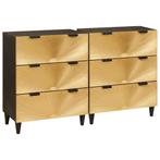 vidaXL Dressoir 2 pcs Zwart en Goud 60 x 33 x 75 cm massief, Verzenden, Nieuw