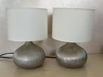 Duo Designer-Tischlampen – Silberfarbene Keramik, stilvolle